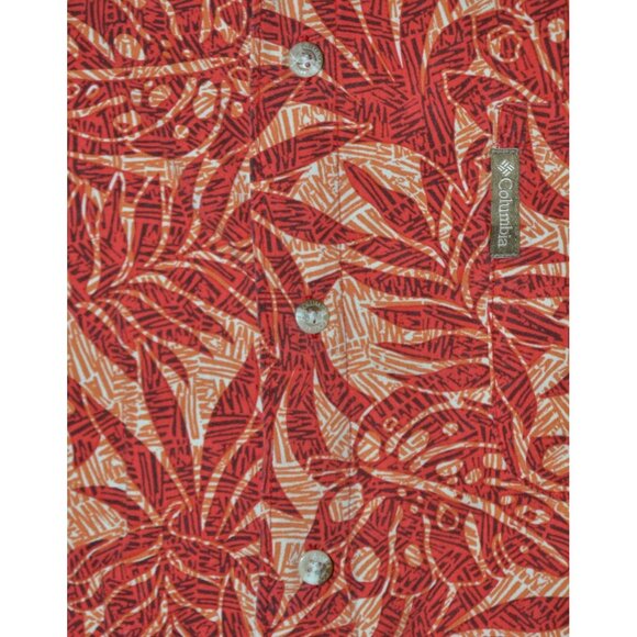 Columbia Men's Red Hawaiian Palm Print Button Front Shirt Size XL Beach Vacay - Picture 4 of 9